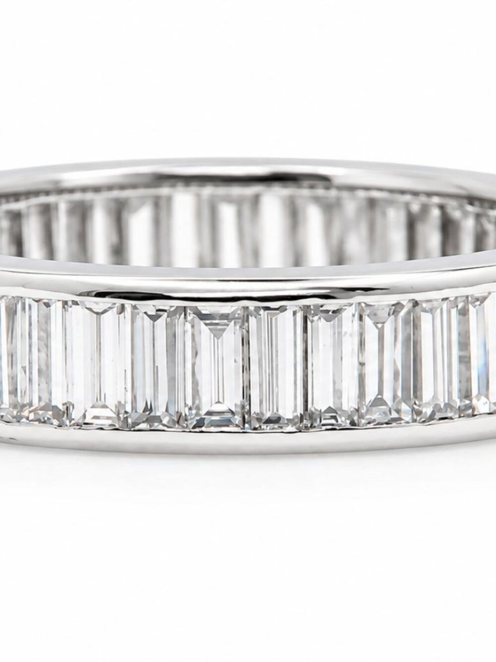 Platinum 1.50ct Natural Baguette Diamond Channel-Set Band Ring 95566